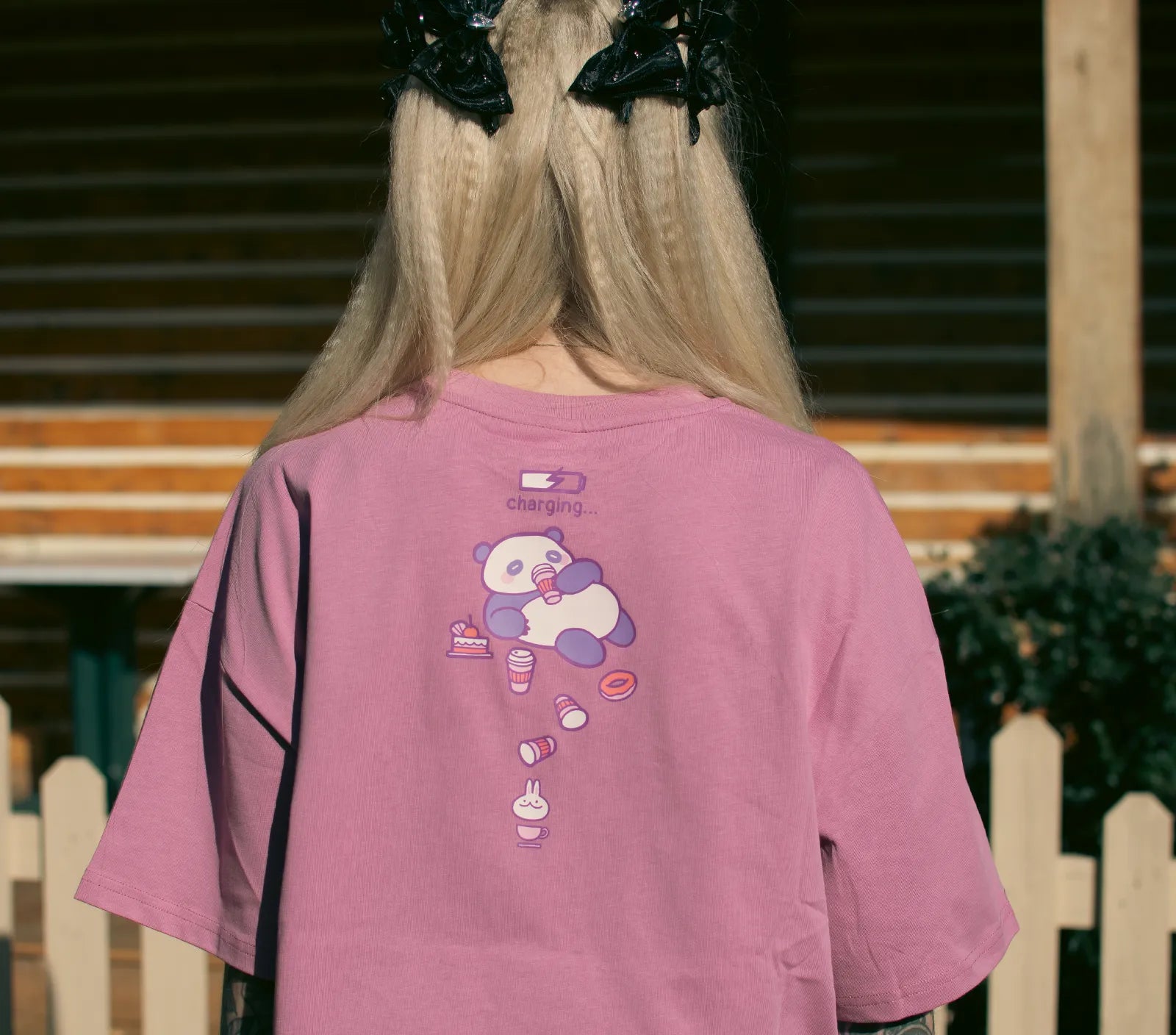 Bunny Cafe Oversized Drop-shoulder T-shirt