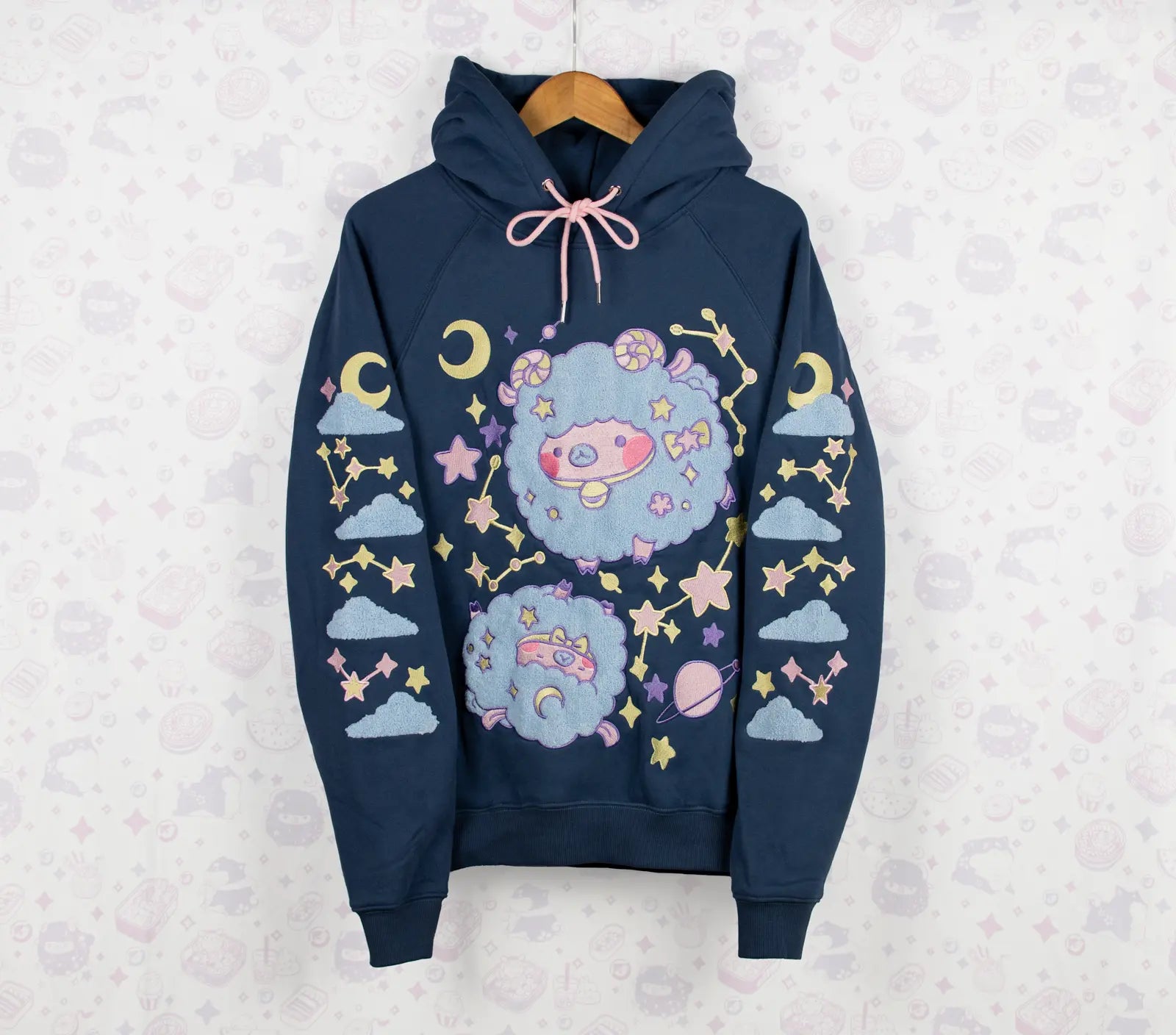 Fuzzy Space Sheep Embroidered Hoodie