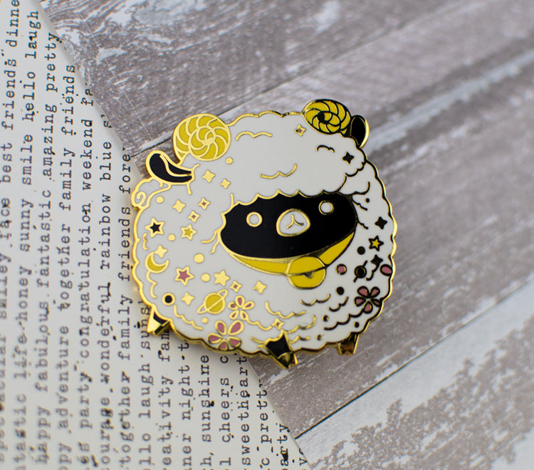 Space Sheep Gold Pin